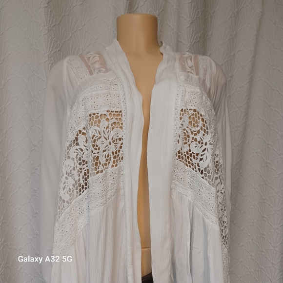 Elevenses  Woman Kenepa White Lace Kimoni Cardigan Sz XS - Picture 5 of 16